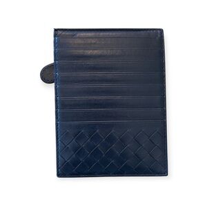 SOLD Bottega Veneta Intrecciato Card Holder Navy Blue